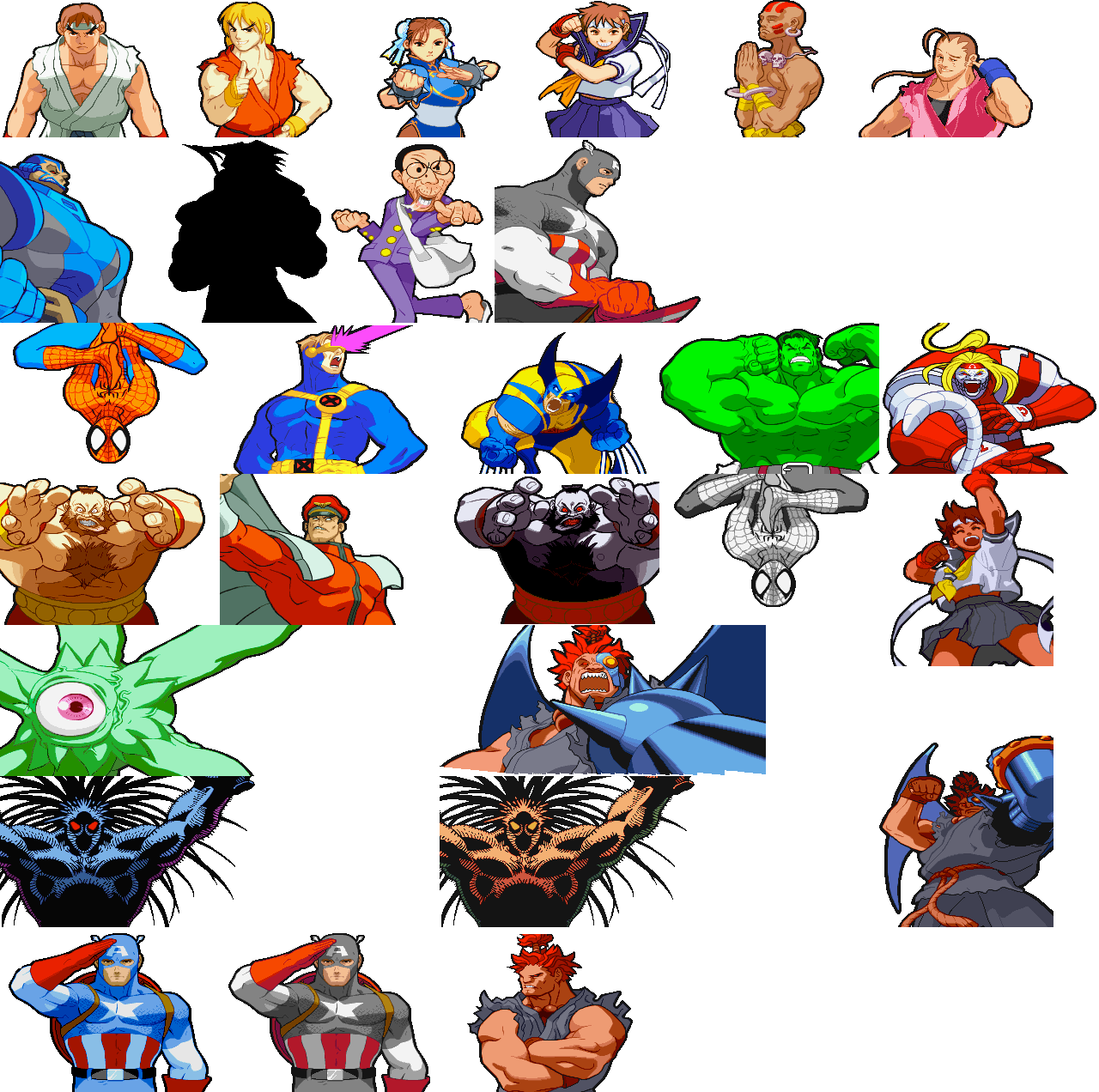 Marvel Super Heroes vs Street Fighter, Characters.png