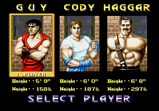 Final Fight CD, Comparisons, Character Select US.png