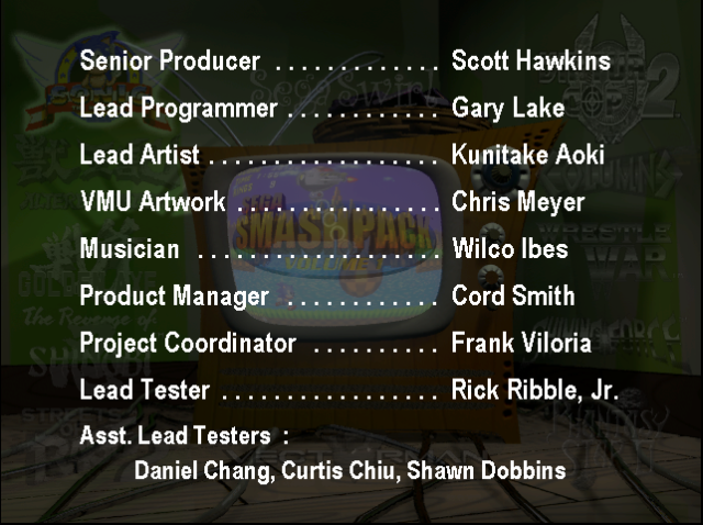 Sega Smash Pack Volume 1 DC credits.png