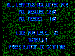 Lemmings SMS LevelClear.png