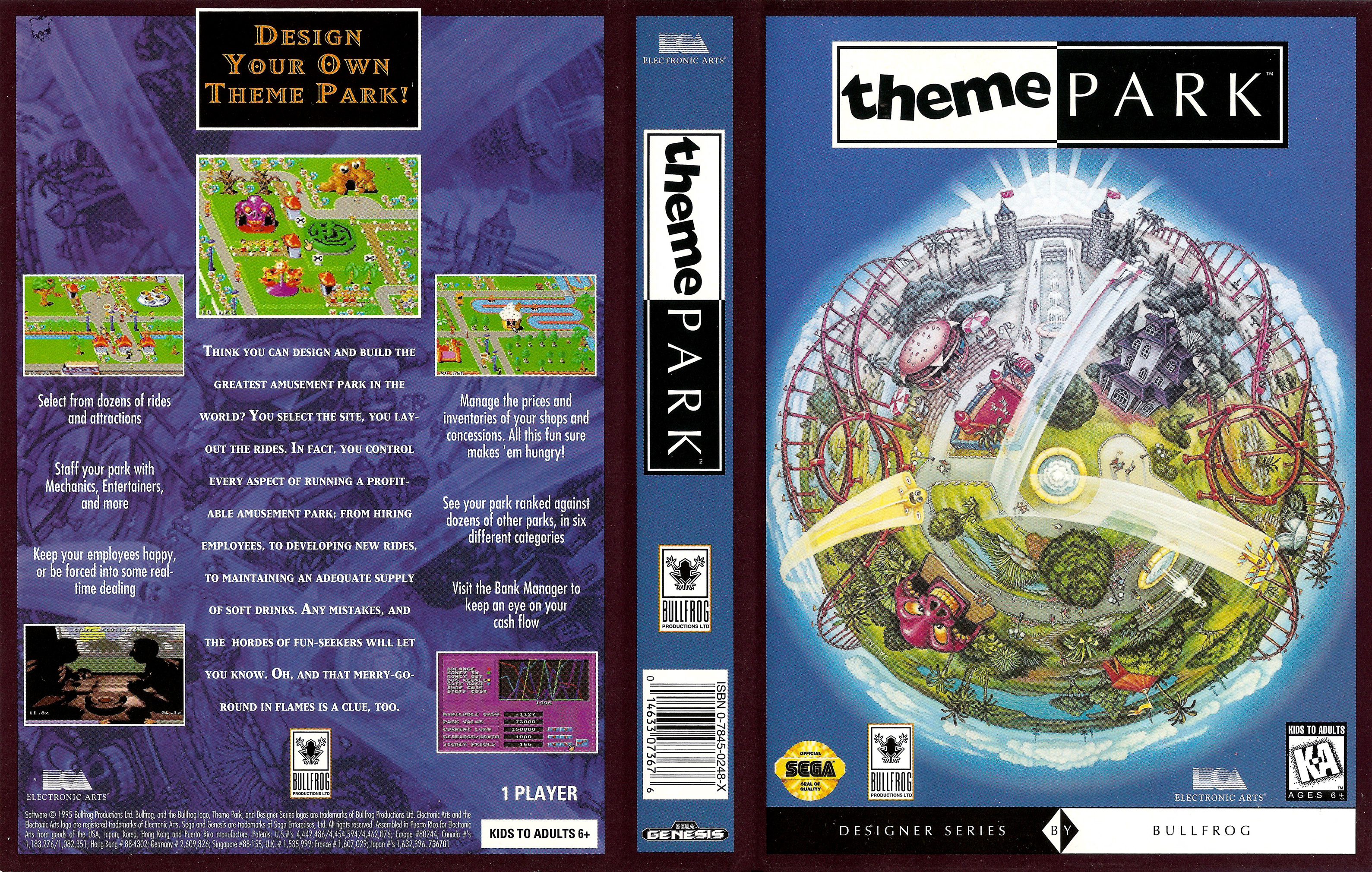 Игра парк на сеге. Theme Park Sega диск. Theme Park 1995. Theme Park Sega Genesis. Theme Park Sega обложка.