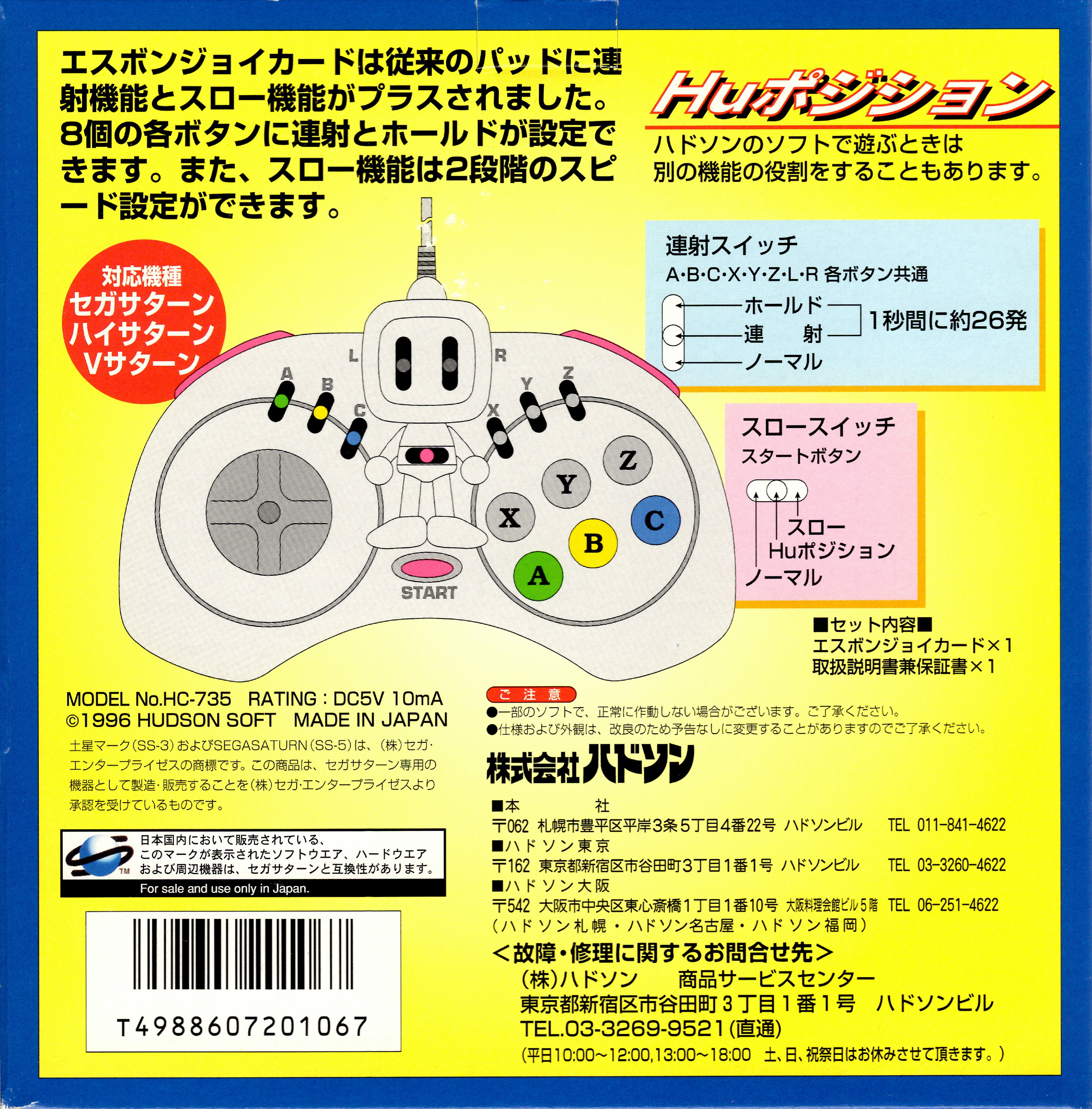 Pad Bomberman saturn, quelqu'un connait les fonctions spécifiques à cette manette ? Saturn_HC-735_box-2