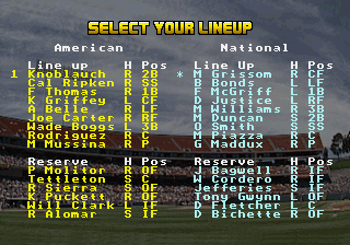 RBI Baseball 95 32X, Starting Lineup.png