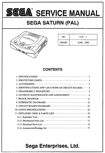 File:Sega Service Manual - Sega Saturn (PAL) - 013-1 - June 1995.pdf
