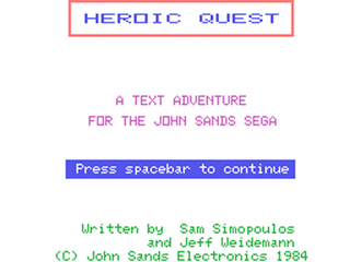 Heroic Quest Text Adventure SC3000 AU Title Screen.png