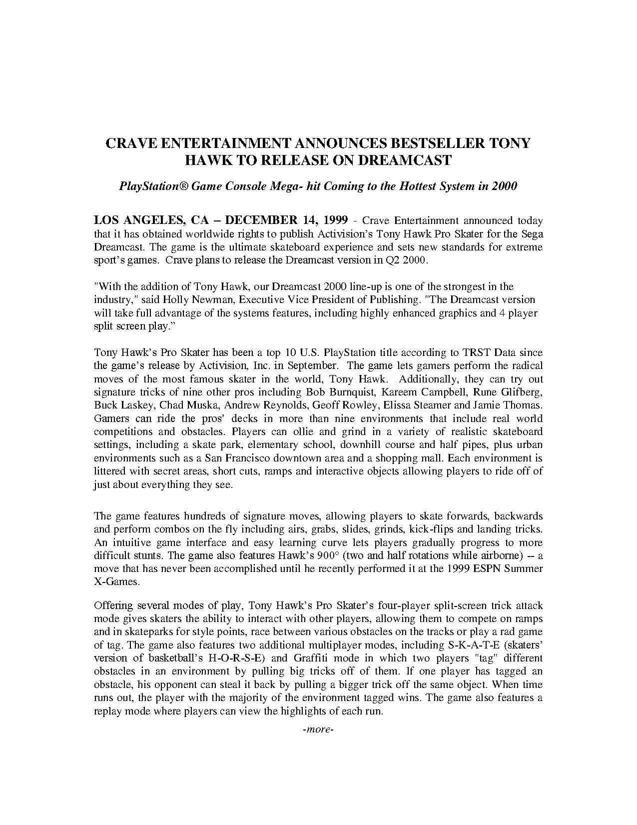 CraveEntertainment2000andBeyond THPS TH Announcement Release.pdf