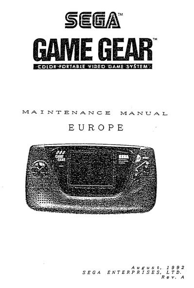 File:Sega Game Gear EU Maintenance Manual.pdf - Sega Retro