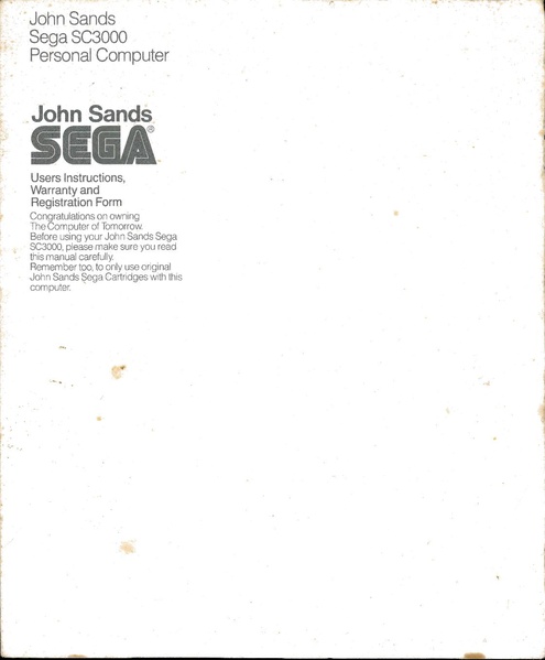 File:John Sands Sega SC-3000 AU User Manual.pdf - Sega Retro