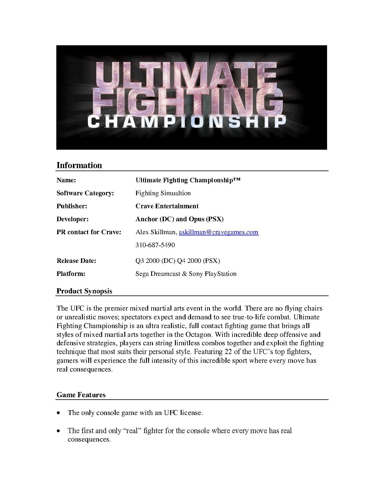 CraveEntertainment2000andBeyond UFC UFC Fact Sheet.pdf